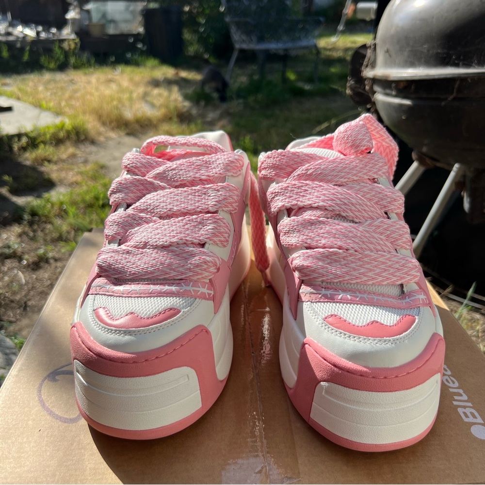 Naked Wolfe Slider Sneakers in Baby Pink and White 🎀